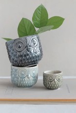 Decorative Stoneware Owl Planter Med.  4" (holds 3" pot)