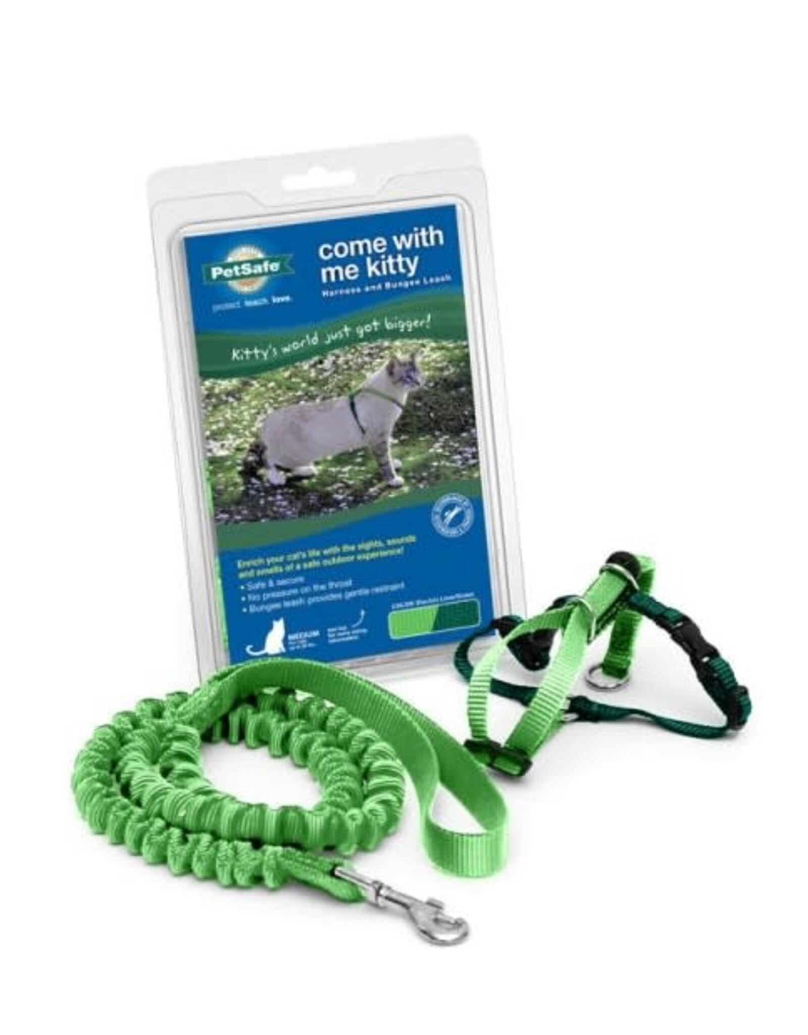 RADIO SYSTEMS CORP(PET SAFE) Come With Me Kitty Harness & Bungee Leash Large Electric Lime