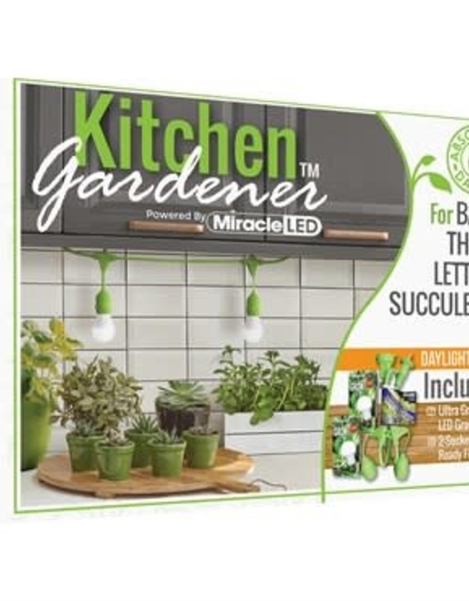MiracleLED 3ft 2-Bulb Ultra Grow Lite Kitchen Gardener Grow Kit Full Spectrum