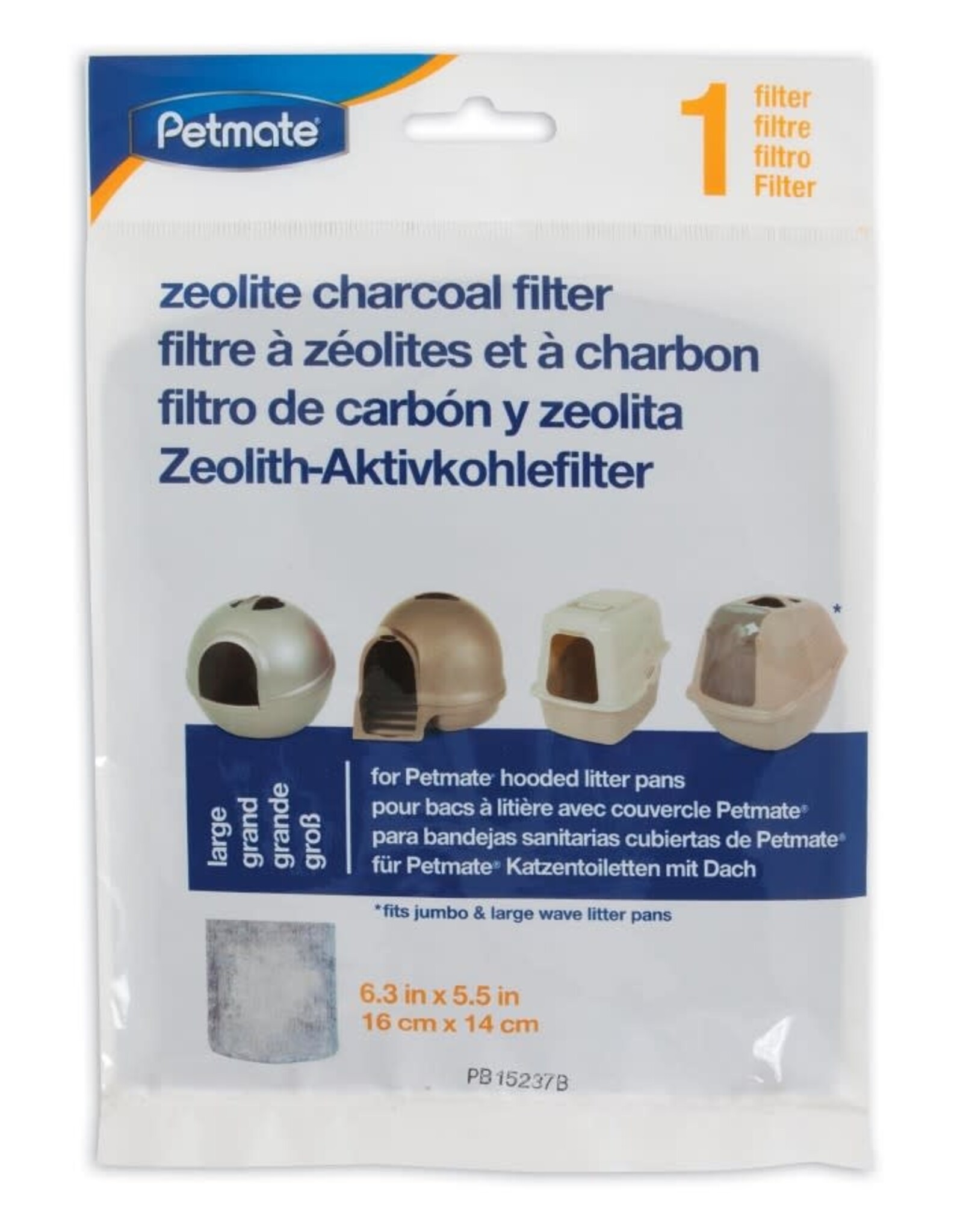 DOSKOCIL MFG CO INC Petmate Zeolite Filter for Hooded Cat Litter Pan / Box Black/White LG