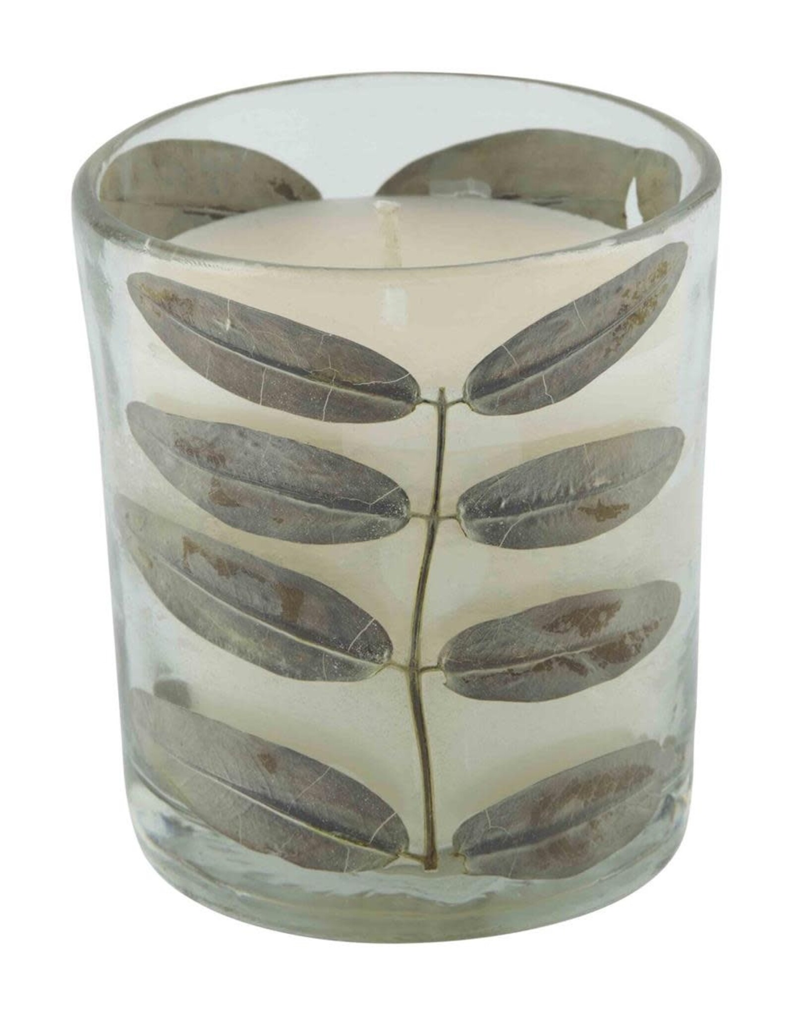 Pressed Leaf Glass Candle