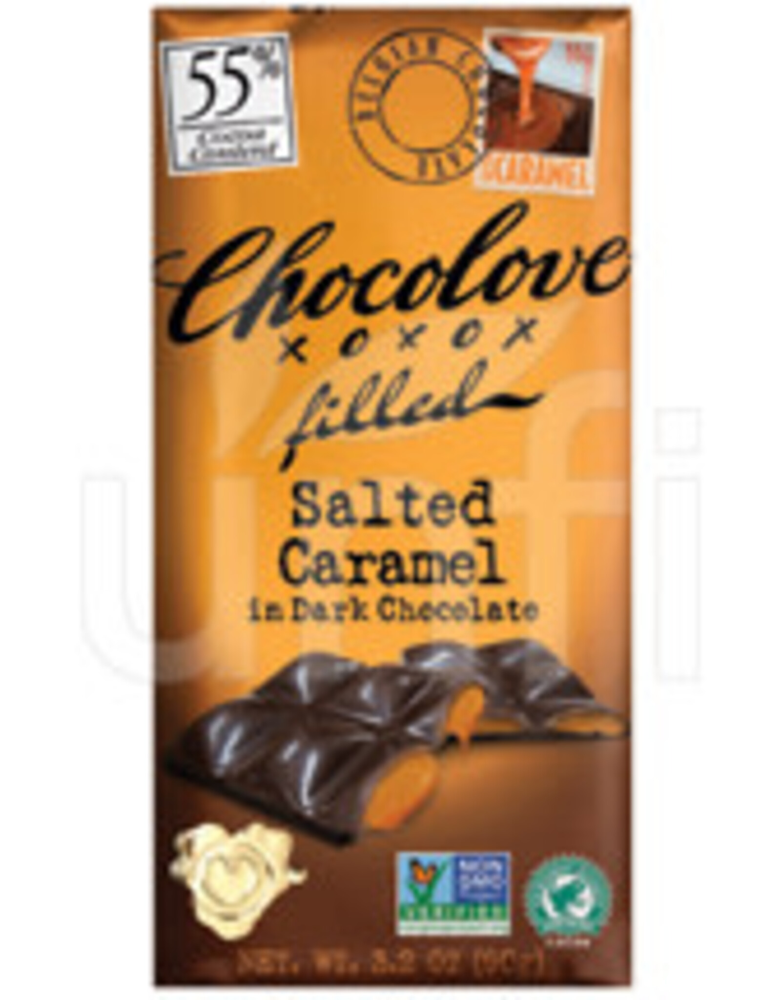 Chocolove Dark Chocolate Bar; Salted Caramel 3.2oz