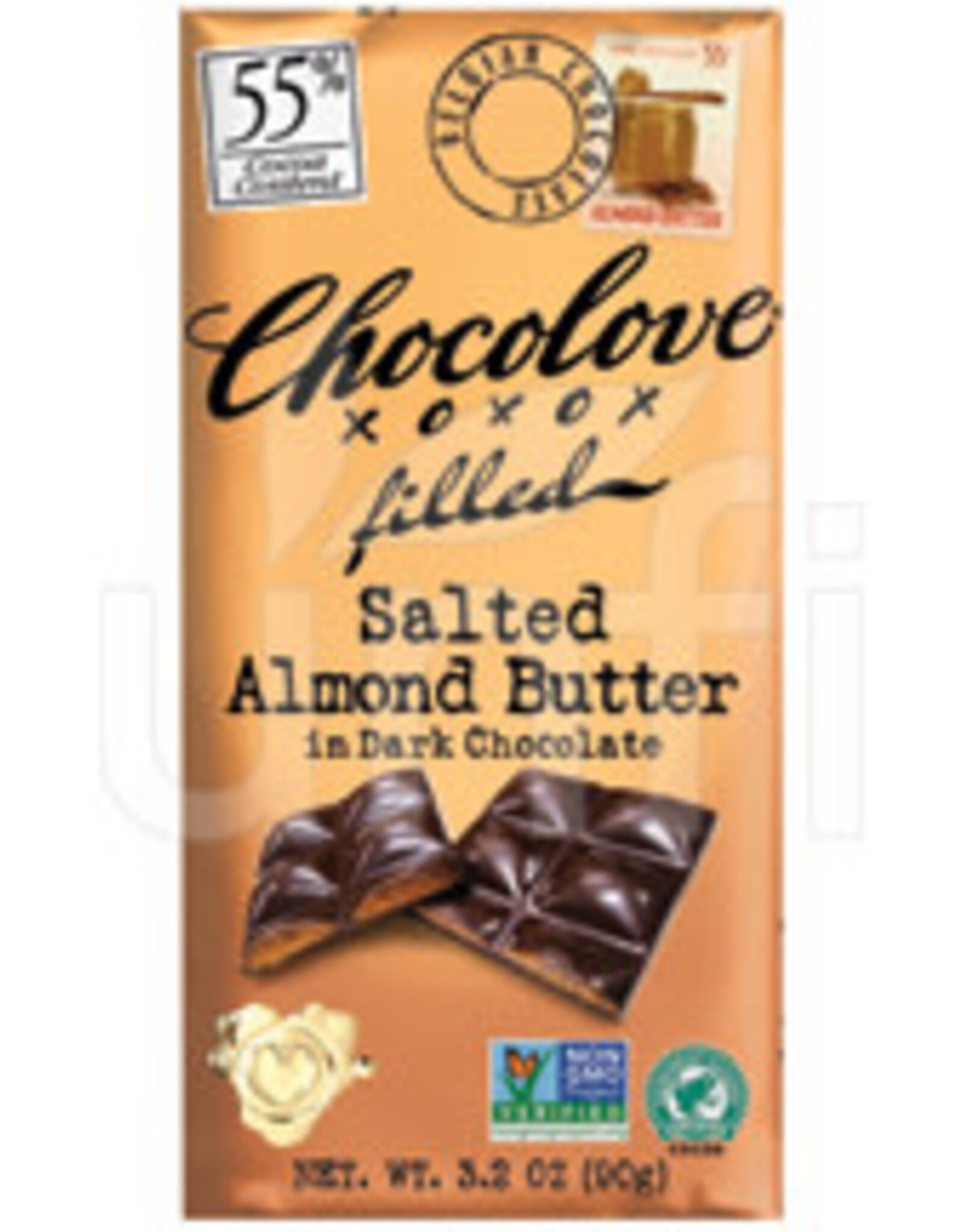 Chocolove Dark Chocolate Bar; Salted Almond Butter 3.2oz