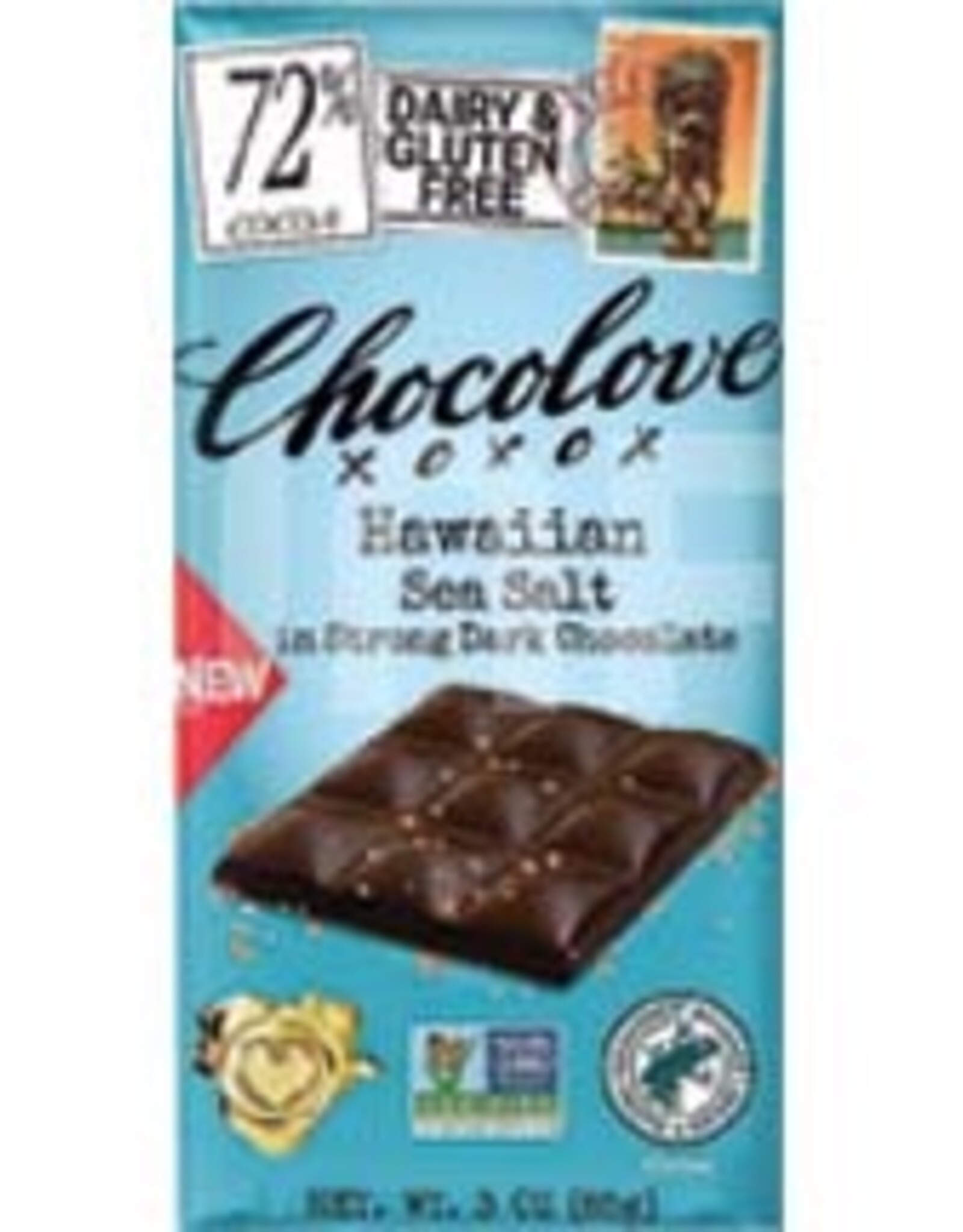 Chocolove 72% Dark Choc Hawaiian Sea Salt 3oz