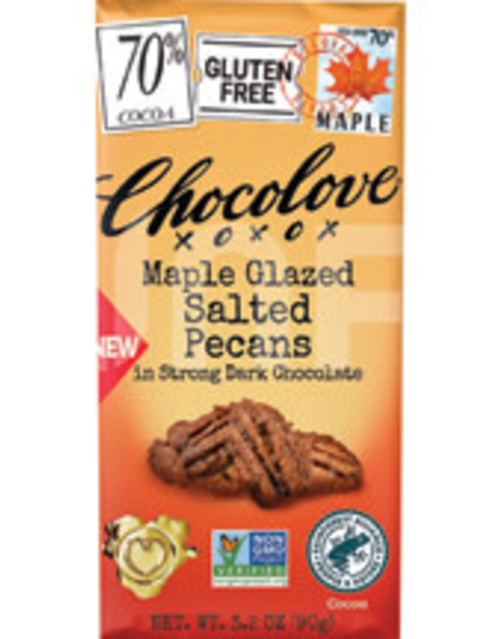 Chocolove Bar Dark Chocolate Maple Glazed Pecans 3.2oz