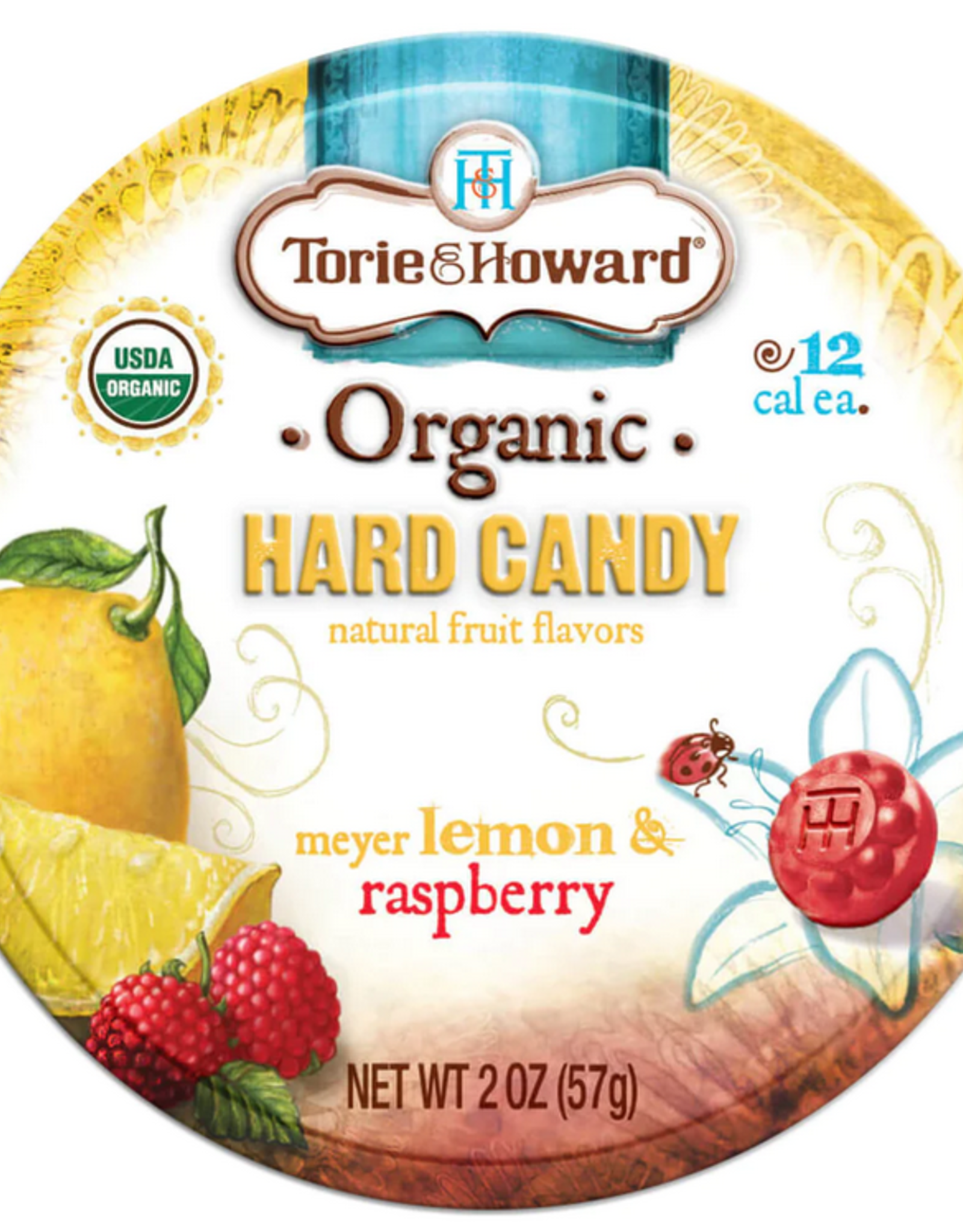 Torie & Howard Meyer Lemon and Raspberry Organic Hard Candy Tins 2 oz