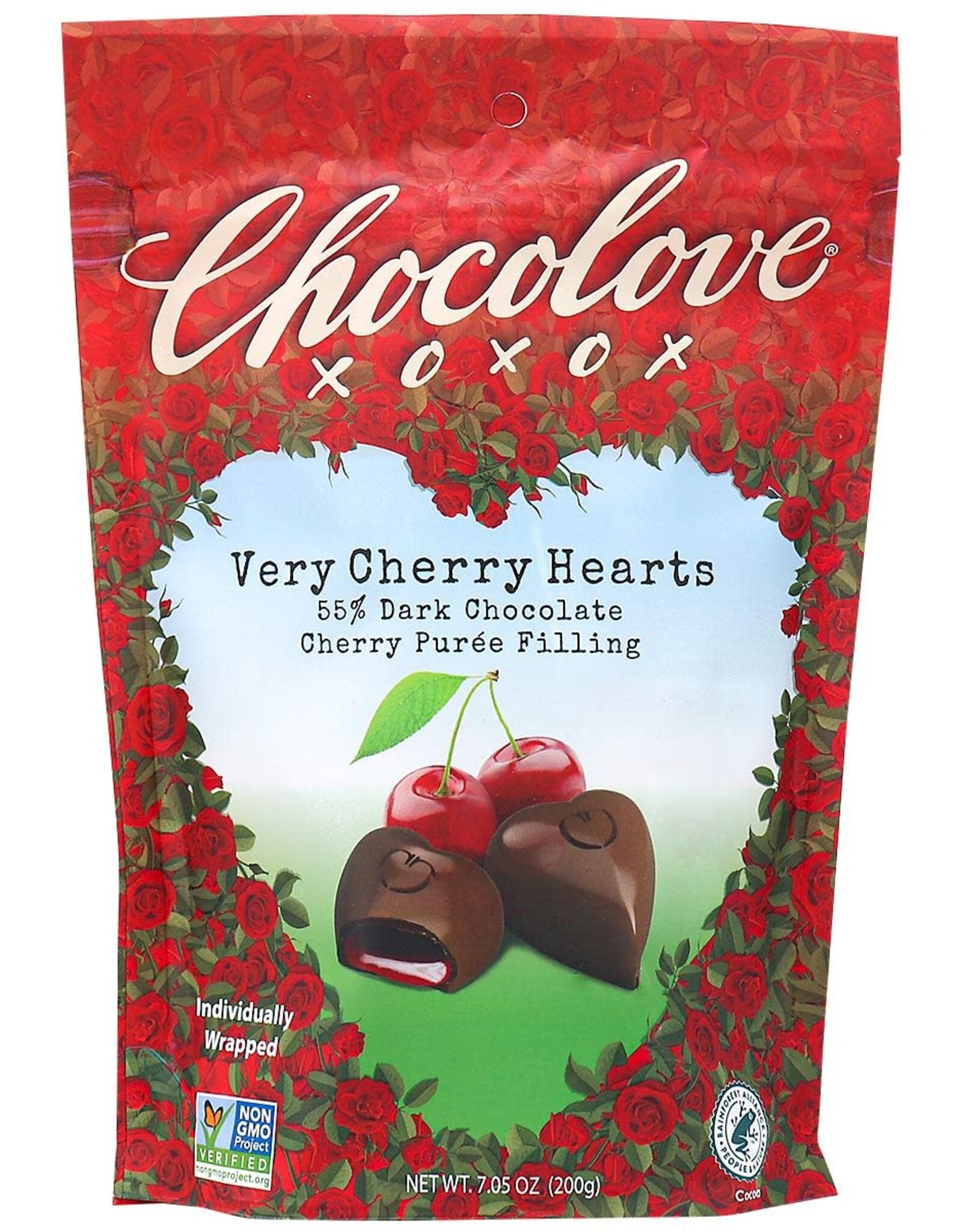 Chocolove Very Cherry Hearts 55% Dark Chocolate  7.05 oz