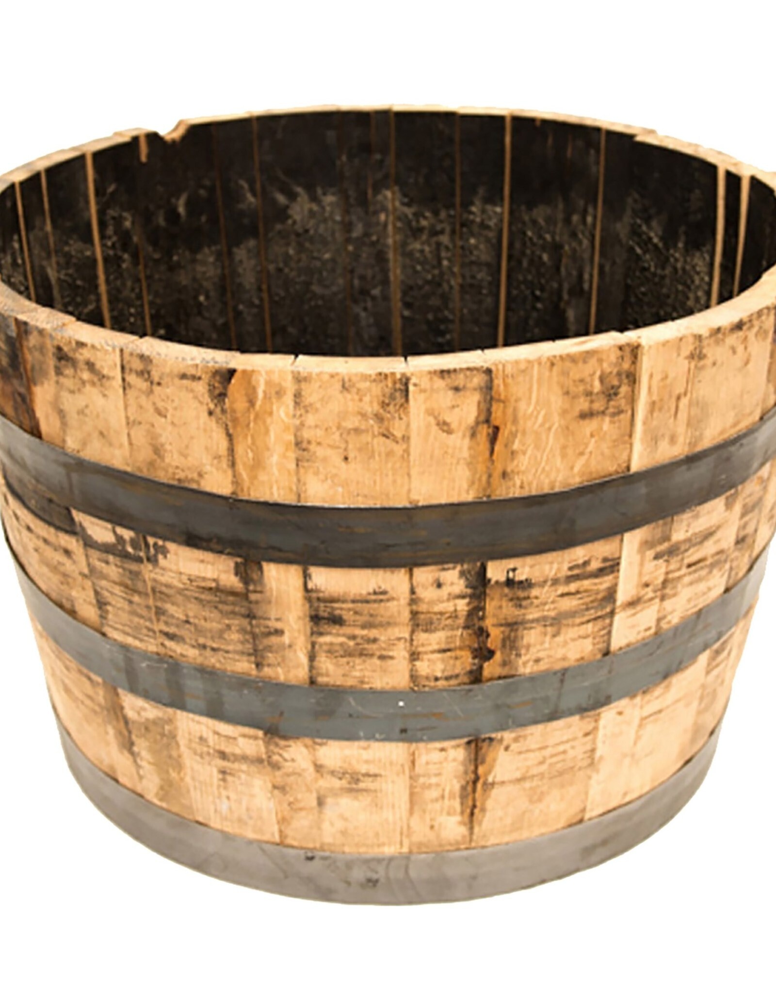 REAL WOOD Real Wood Products Half Oak Barrel Planter  - 26in Diam-Whiskey Barrel