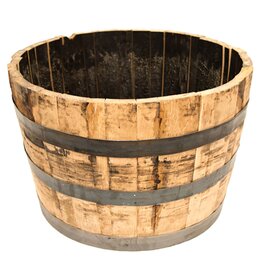 Real Wood Products Half Oak Barrel Planter  - 26in Diam Jack Daniels
