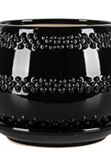Seneca Planter with Attached Saucer – Black 7″ x 5.75″