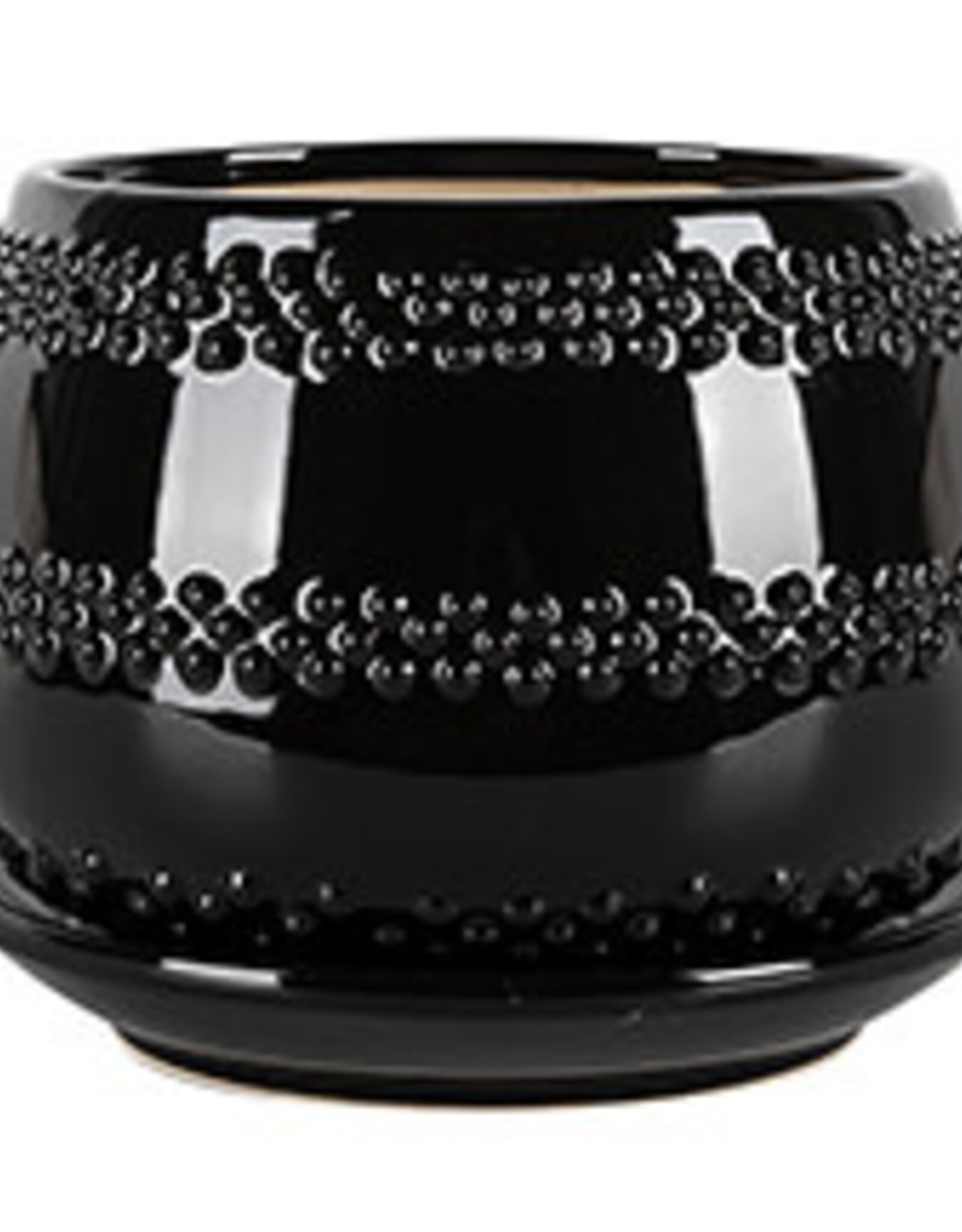 Seneca Planter with Attached Saucer – Black 7″ x 5.75″
