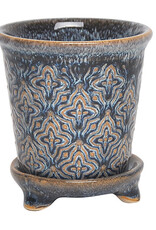Starhaven Planter with Attached Footed Saucer – Topaz 7″ x 7.75″