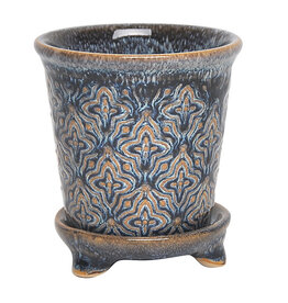 Starhaven Planter with Attached Footed Saucer – Topaz 7″ x 7.75″