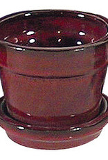 Standard Pot with Attached Saucer – Tropical Red 8.25″ x 6.75″