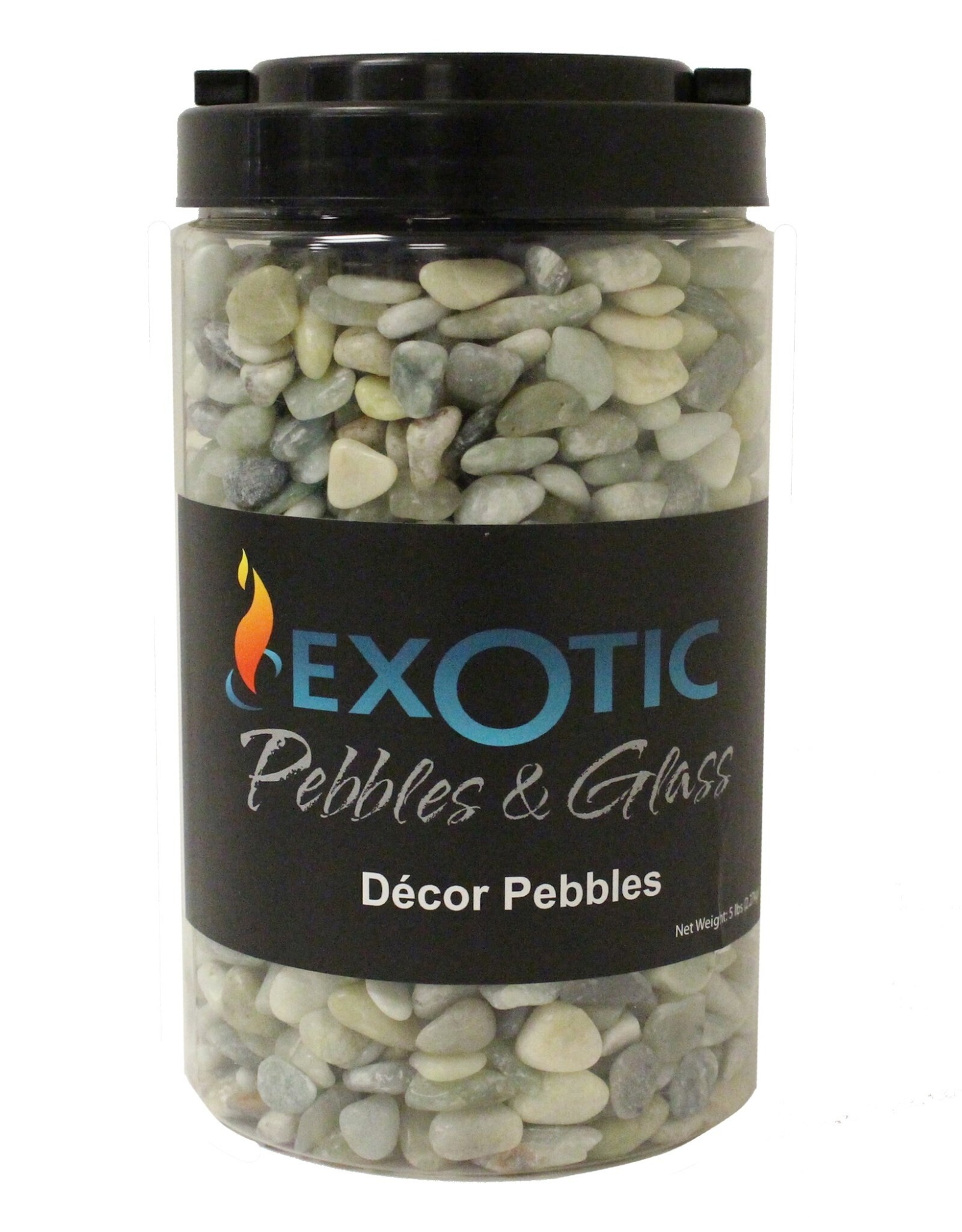 Exotic Pebbles® Polished Pebbles  - 5lb Jar - Jade - Gravel Size - 3/8in