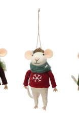 Felt Mouse in Hat and Sweater Ornament, 3 Styles