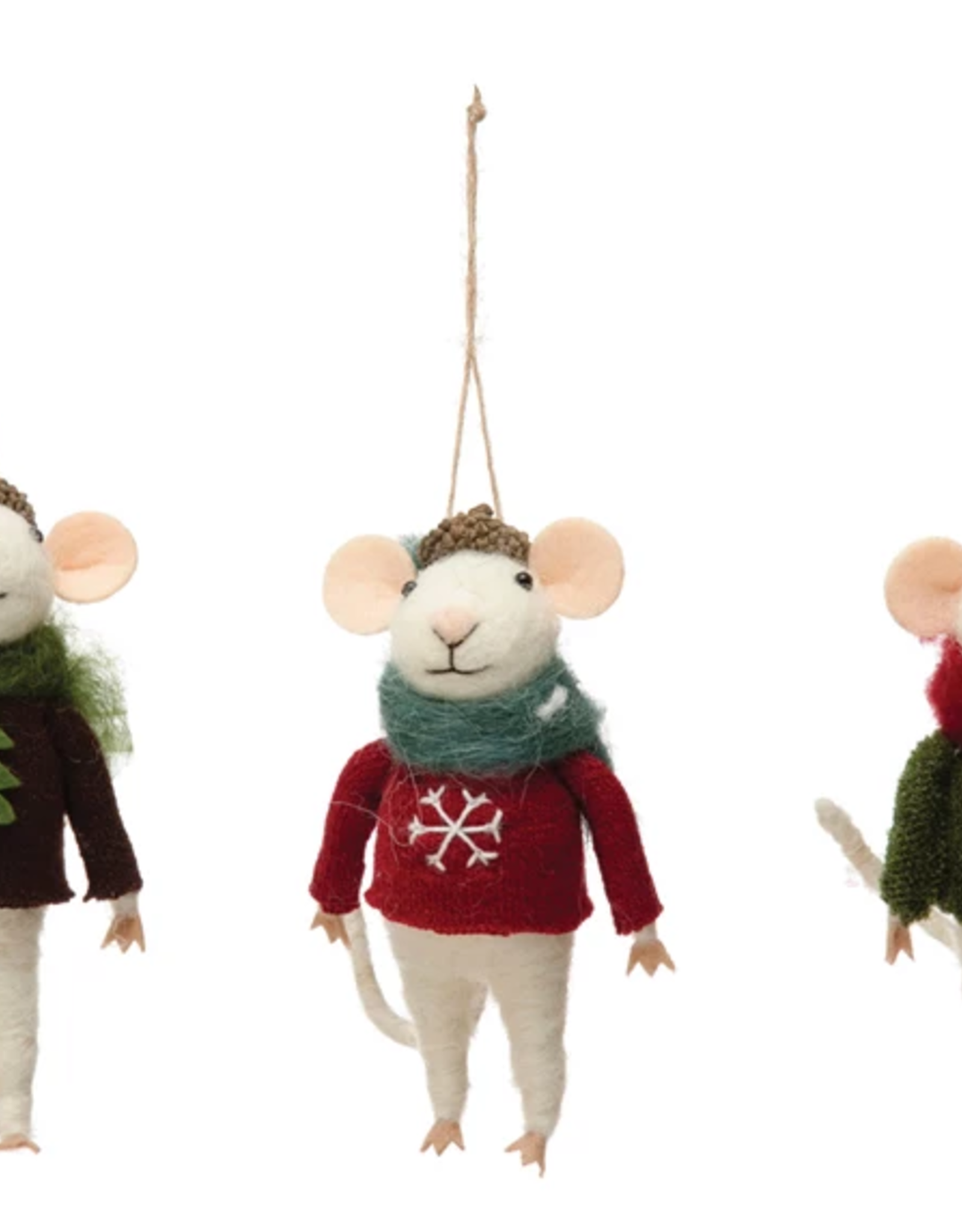 Felt Mouse in Hat and Sweater Ornament, 3 Styles