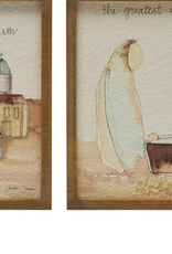 Fir Wood Framed Wall DÃ©cor w/ Holy Family/Bethlehem, Multi Color, 2 Styles 10" Square