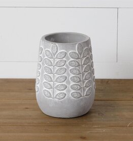 Planter - Embellished Cement  6.75" H x 5" Dia