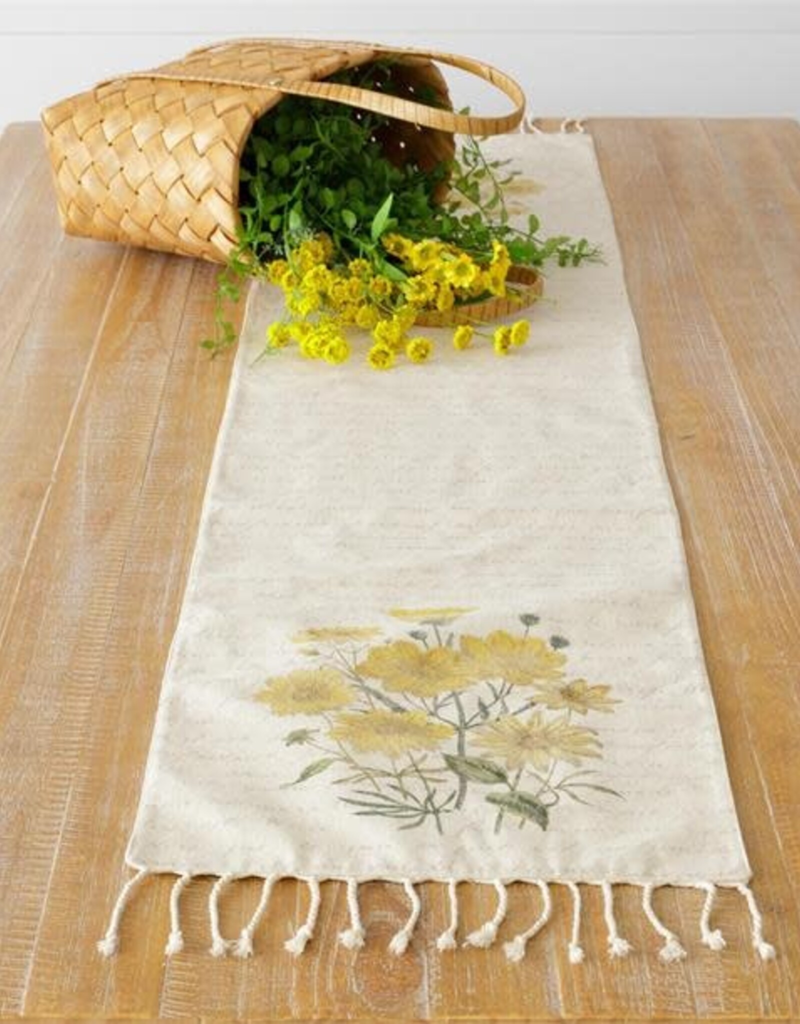 Reversible Table Runner - Yellow Flowers 55" L x 13" W