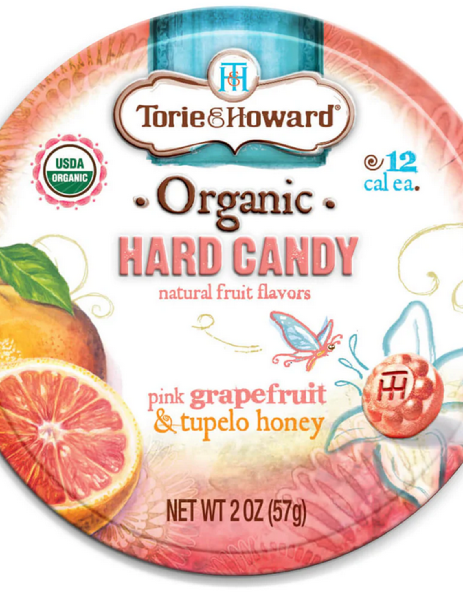 Torie & Howard Grapefruit and Tupelo Honey Organic Hard Candy Tin 2 oz