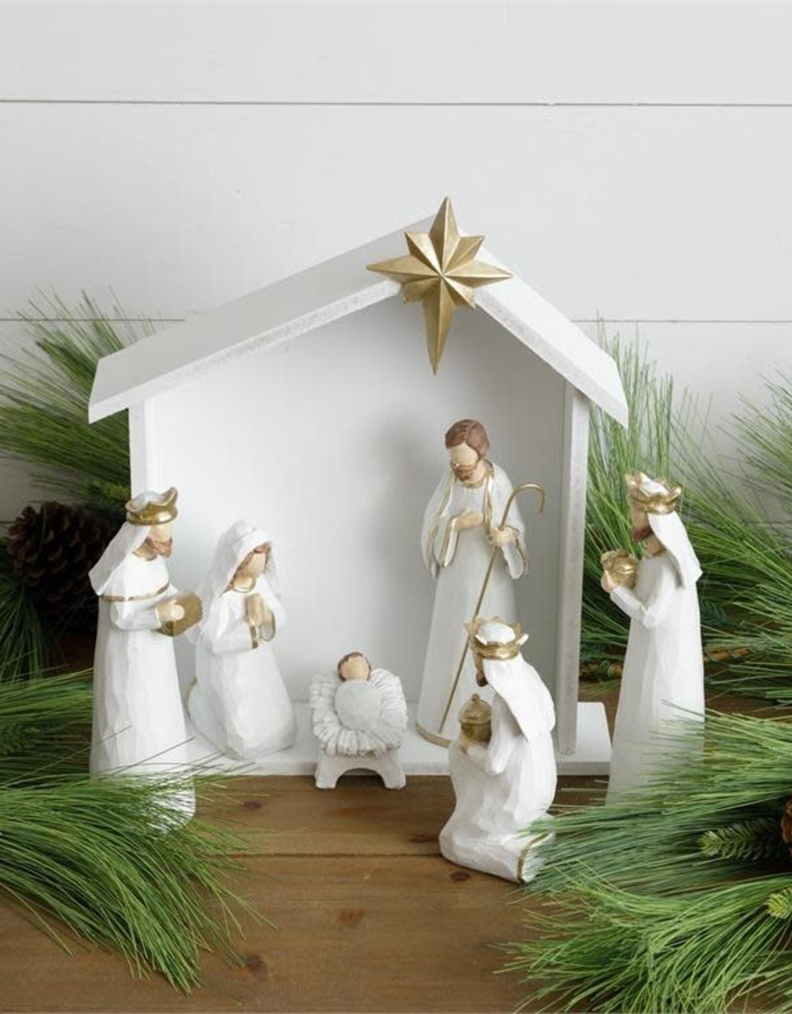Nativity Set With Stable- 6 Piece Set