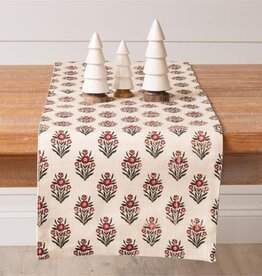 Table Runner - Red Block Print Silhouette  54" L x 14" W