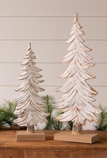 White Carved Wood Look Trees Lg. 21"