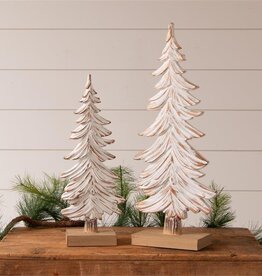 White Carved Wood Look Trees Sm. 16.5"