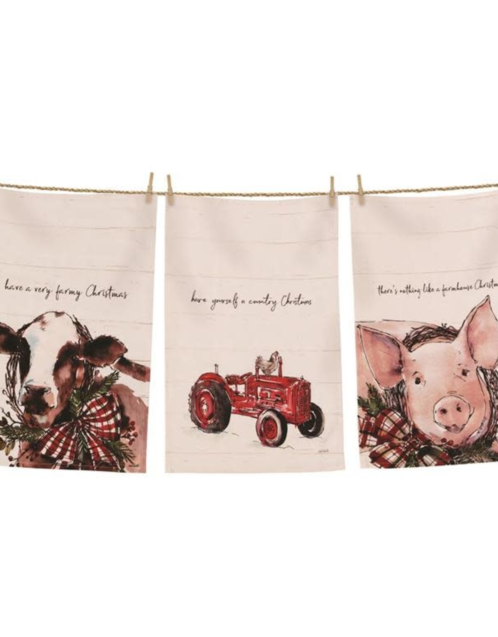 Tea Towels - Farmhouse Christmas pk 3