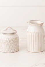 Debossed Stoneware Cream and Sugar Set