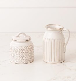 Debossed Stoneware Cream and Sugar Set