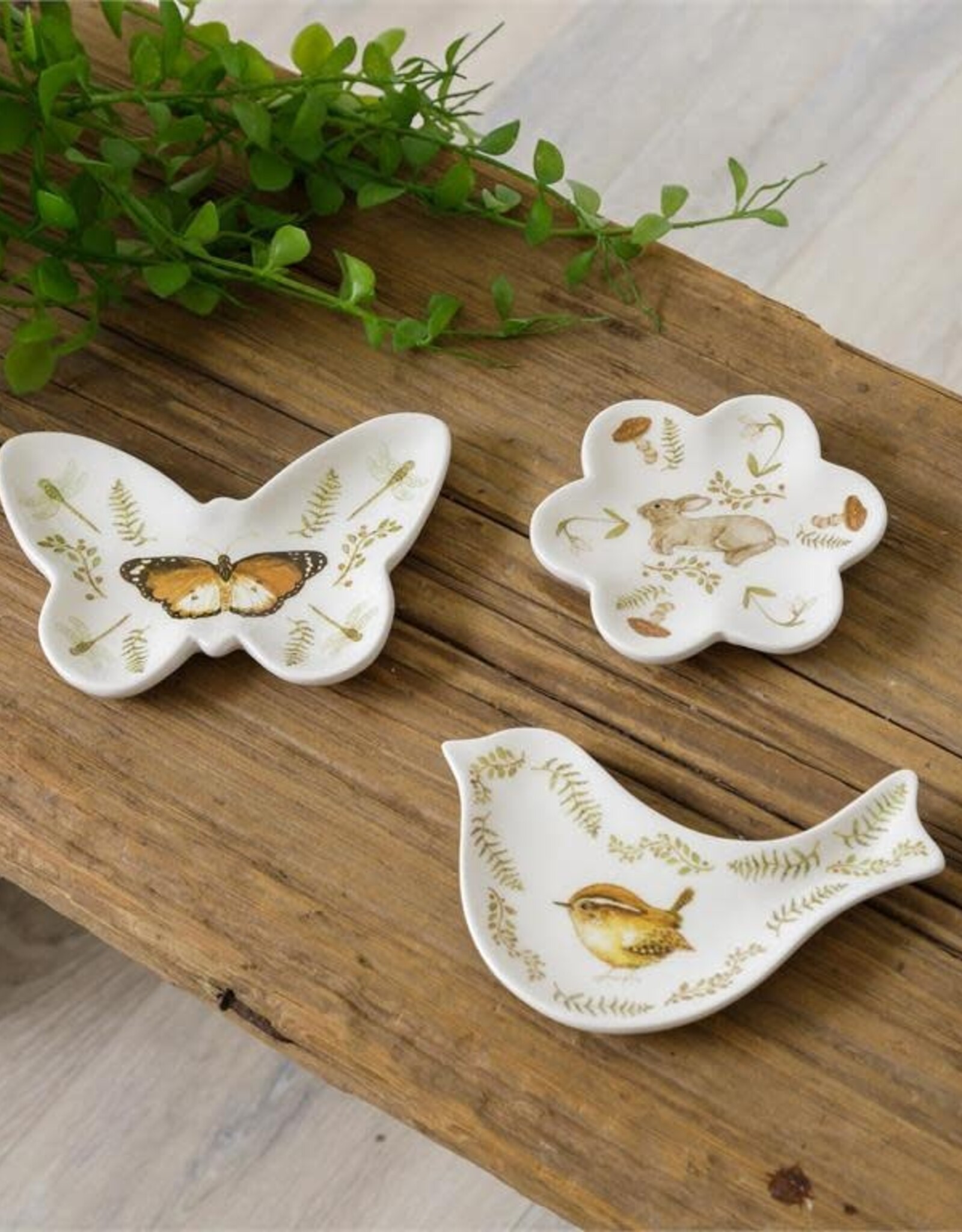 Bird, Butterfly, Rabbit Trinket Plates