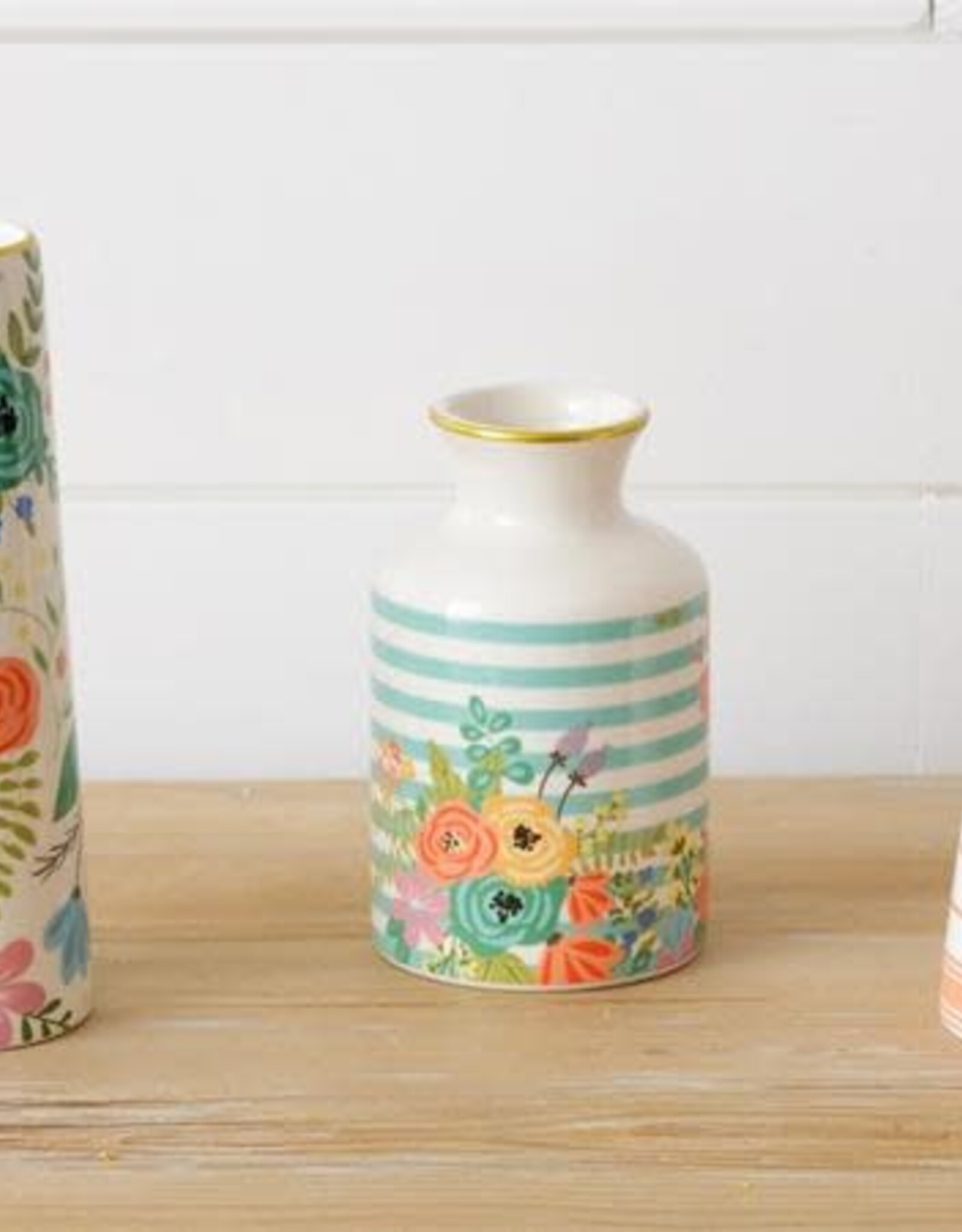 Garden Party Bud Vases with Gold Rim