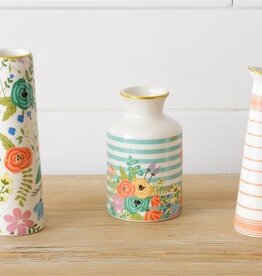Garden Party Bud Vases with Gold Rim