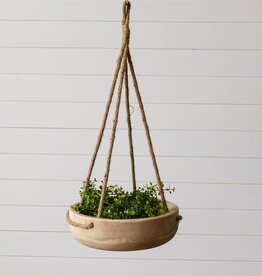 Round Paulownia Hanging Bowl Planter 3.5" H x 12" Dia