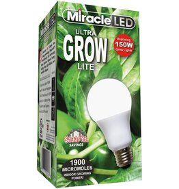 MiracleLED® Commercial Hydroponic Grow Light  - Ultra Grow Lite Bulb - Replaces up to 150W - Full Spectrum Daylight A19 LED