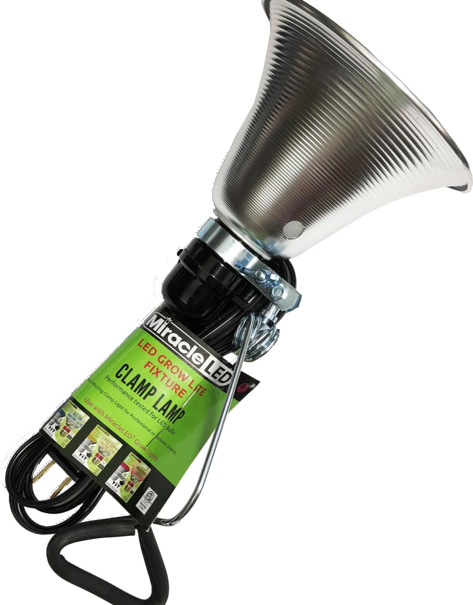 MiracleLED® Clamp-On Grow Lamp  - LED Ready Adjustable Plug-In Light Socket with 5.5in Aluminum Reflector