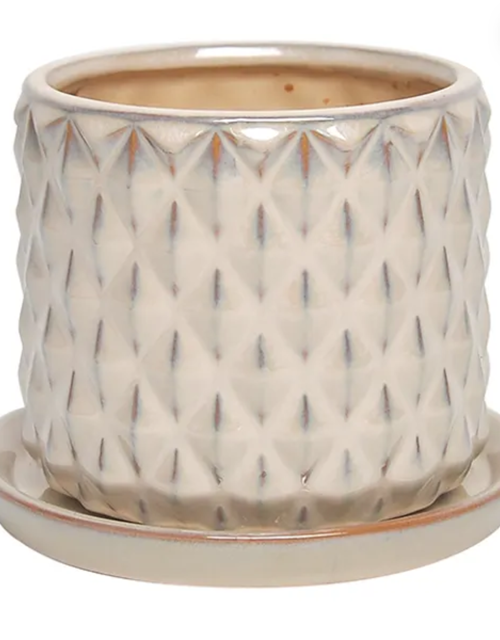 Diamond Straight Pot, 5.5" x 4.75", Cream