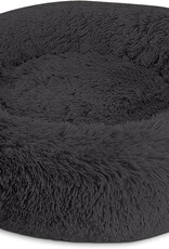 Arlee SHAGGY CALMING DONUT BED 22" BLACK -- Memory Foam