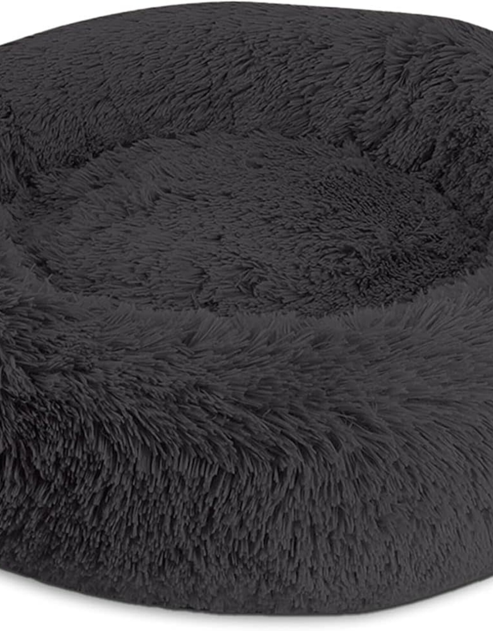 Arlee SHAGGY CALMING DONUT BED 22" BLACK -- Memory Foam