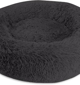 Arlee SHAGGY CALMING DONUT BED 22" BLACK -- Memory Foam