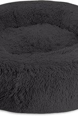Arlee SHAGGY CALMING DONUT BED 36" BLACK -- Memory Foam