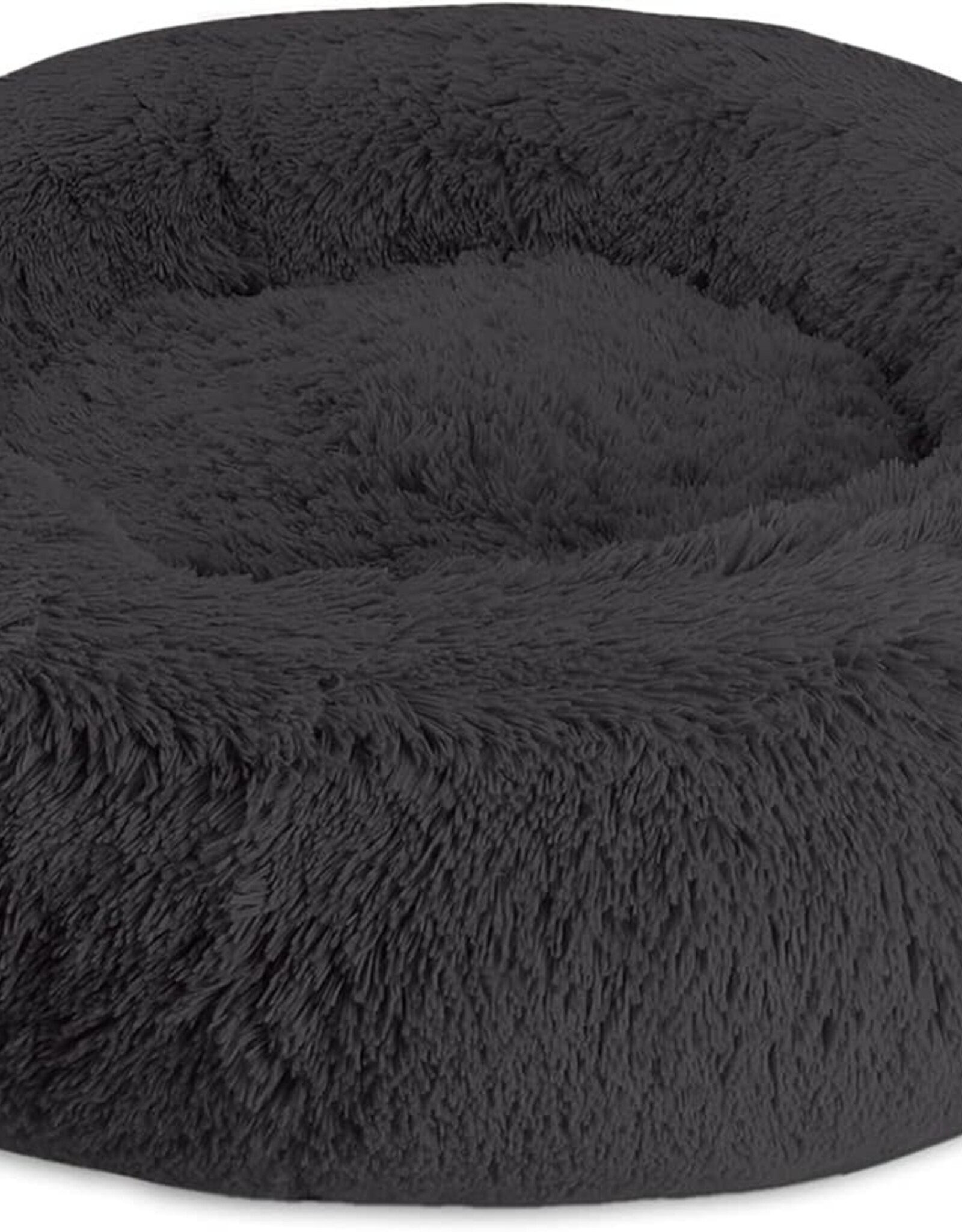Arlee SHAGGY CALMING DONUT BED 36" BLACK -- Memory Foam