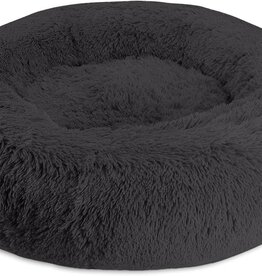 Arlee SHAGGY CALMING DONUT BED 36" BLACK -- Memory Foam