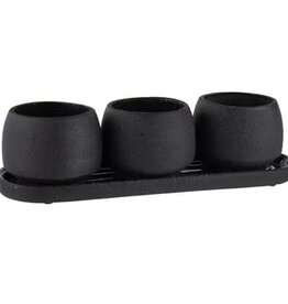 Syndicate Home & Garden® Stoneware Trio Planters  - 3in x 3in - Charcoal - Assortment