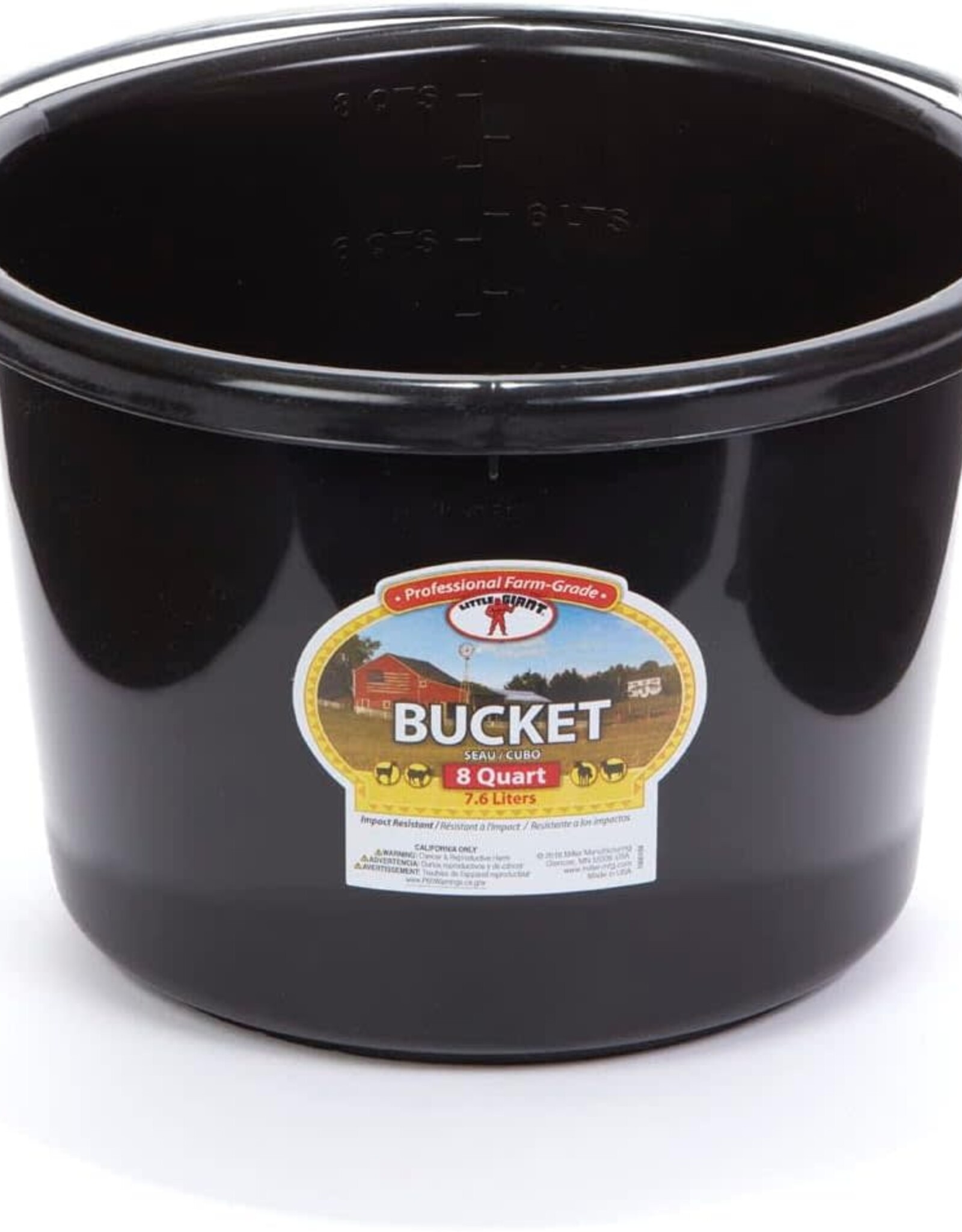 MILLER Round Black Plastic Feed Bucket with Metal Handle 8 qt