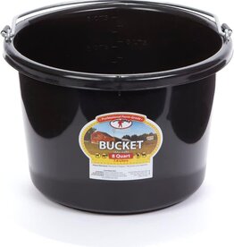 MILLER Round Black Plastic Feed Bucket with Metal Handle 8 qt