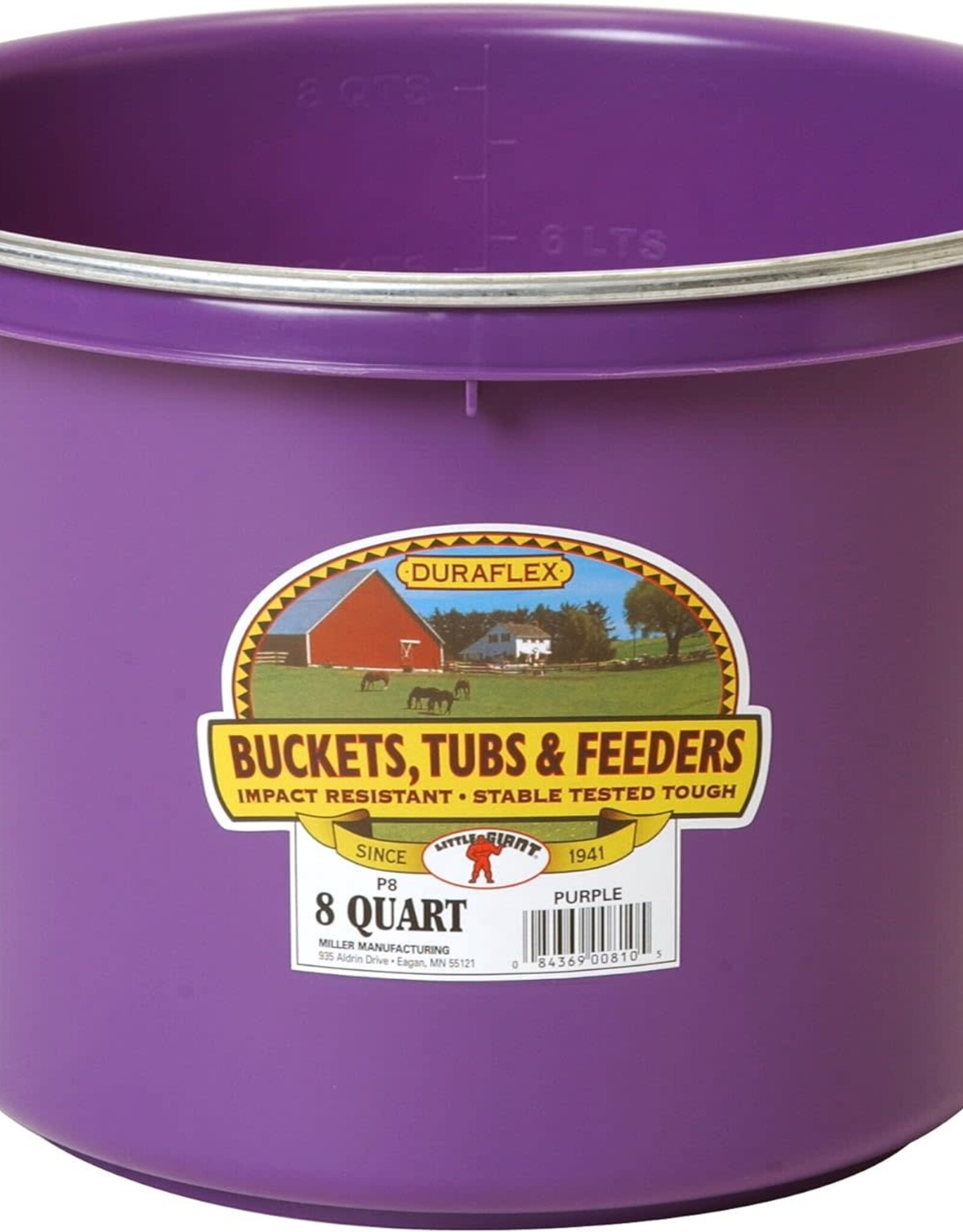 MILLER Round Purple Plastic Feed Bucket with Metal Handle 8 qt