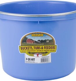 MILLER Round Berry Blue Plastic Feed Bucket with Metal Handle 8 qt